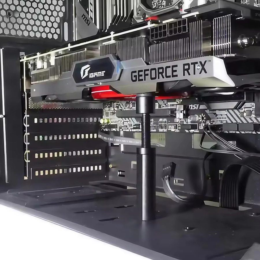 CX FUTRUE Grafikkarten-GPU-Halterung aus Aluminiumlegierung, vertikal ausziehbare und drehbare Halterung mit magnetischer Basis, Schwarz - Bild 4