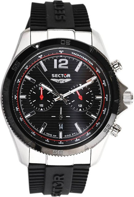 Sector Chronograph Herrenuhr, Quarz, Edelstahl, 45 mm, Schwarz, 10 ATM - Bild 1