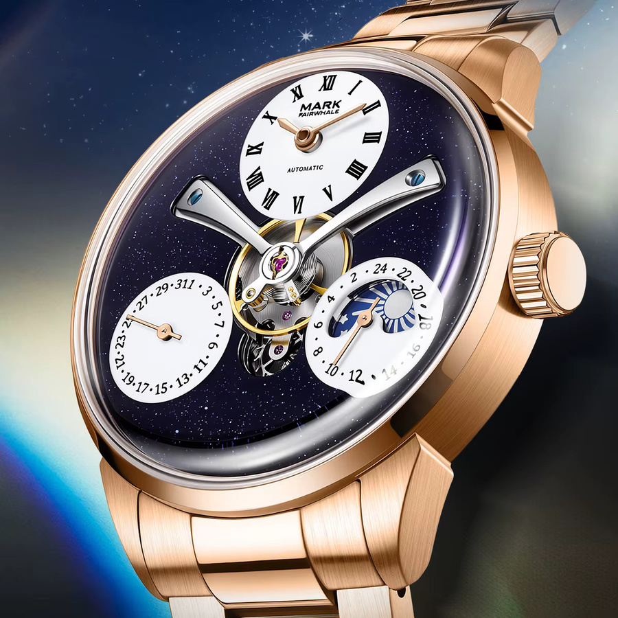 Mark Fairwhale Automatik-Armbanduhr, Mondphase, Datum, Edelstahl, Herren - Bild 2