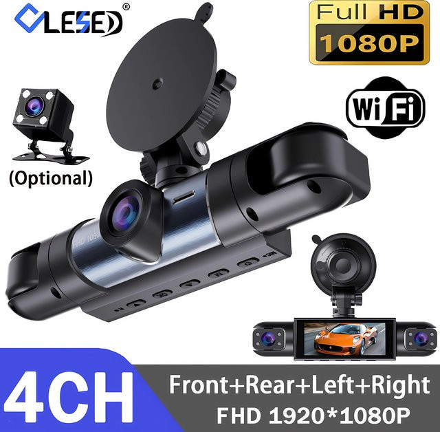 4 Kanal Full HD 1080P Auto DVR Dashcam mit Wifi und Nachtsicht in Schwarz - Bild 1
