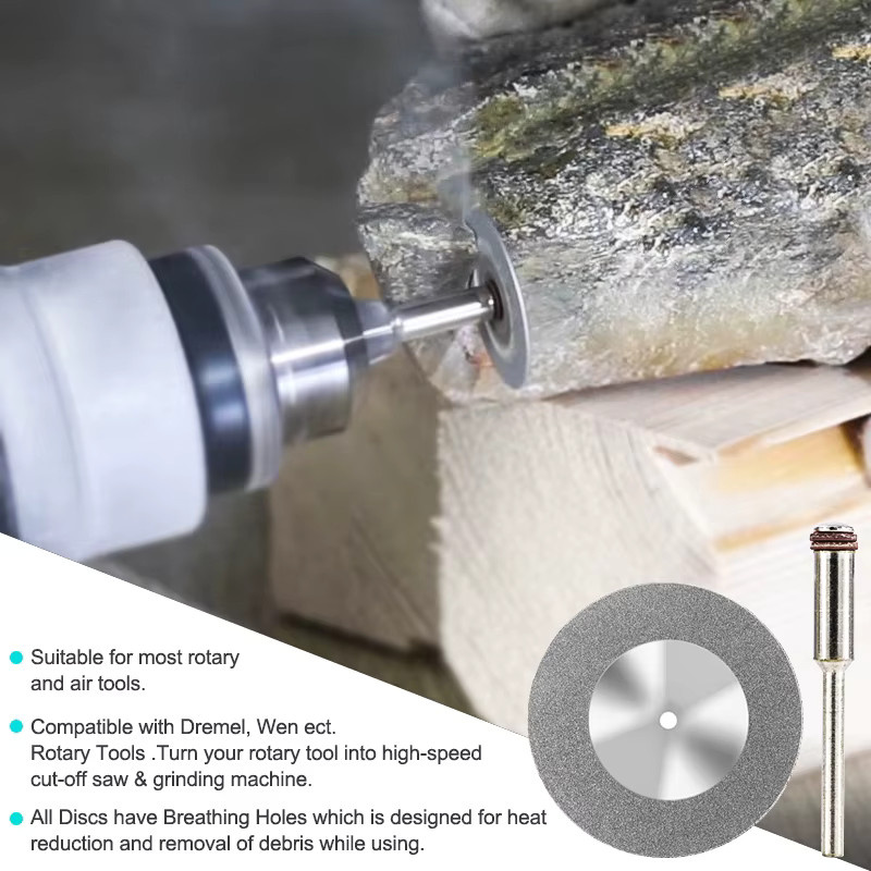 12 Stück xcan Mini-Diamant-Trennscheiben mit Dorn für Dremel-Drehwerkzeuge, Kreissägeblätter zum Schneiden von Holz, Stein und Kunststoff, Durchmesser: 16 bis 60 mm - Bild 2