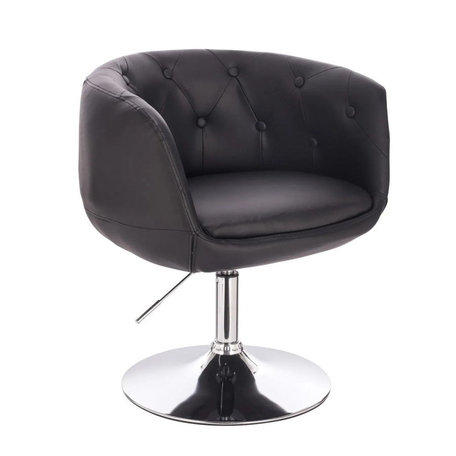 Svita Panama Retro Loungestuhl in Schwarz aus Kunstleder mit Metallgestell und Tellerfuß - Bild 2