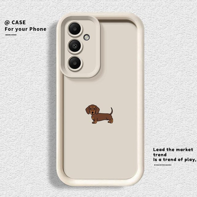 Samsung Galaxy Handyhülle mit minimalistischem Dackel Design in Beige für verschiedene Modelle wie A35 A36 A56 A26 A32 A51 A73 A12 A13 A71 A72 A23 A34 A15 A16 A54 5G - Bild 1