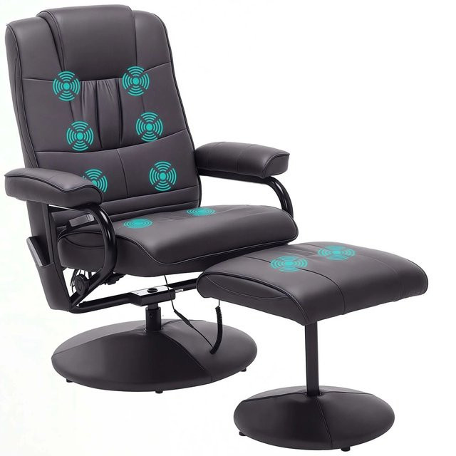 HOMCOM Elektrischer Massagesessel mit Hocker und Liegefunktion in Braun - Bild 1