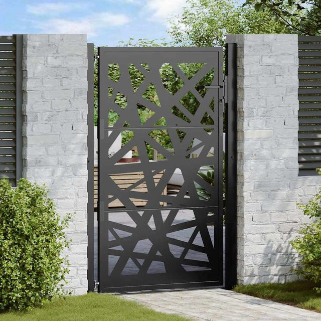 vidaXL Gartentor aus verzinktem Stahl in Schwarz, B/H: 110 x 155 cm - Bild 3