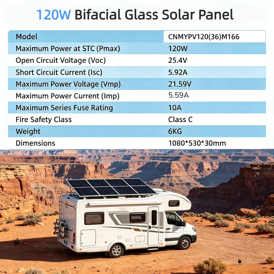 JINGYANGPV Bifaziales transparentes Solarmodul 120W 18V für Balkon und Outdoor - Bild 7