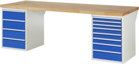 Rau Werkbank 7822A3 mit 12 Schubladen, Mehrfarbig, B/T/H: 250 x 90 x 89 cm - Bild 1