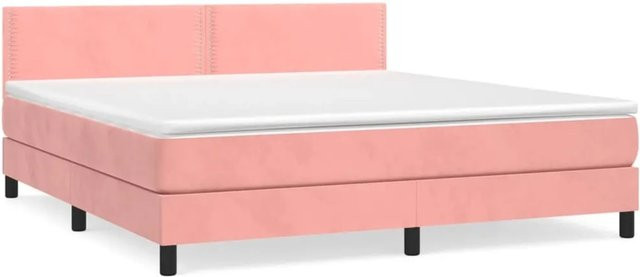 vidaXL Boxspringbett mit Matratze in Rosa, Hybrid-Bett aus Samt mit Taschenfederkern, B/T: 180 x 200 cm - Bild 1