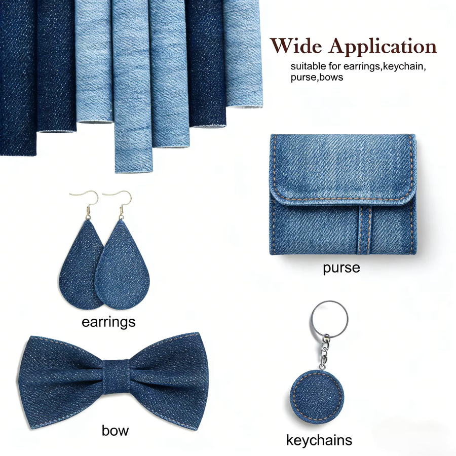 Kunstleder-Denim-Lederstoff in Blau für DIY-Projekte, 1 Rolle, Breite: 30 cm, Länge: 135 cm - Bild 2