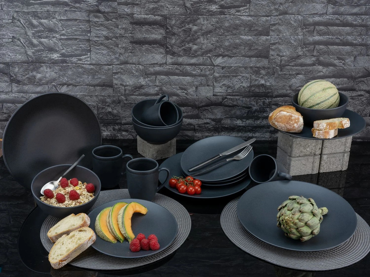CreaTable Kombiservice Soft Touch aus Steinzeug in Schwarz, 16-teilig - Bild 5