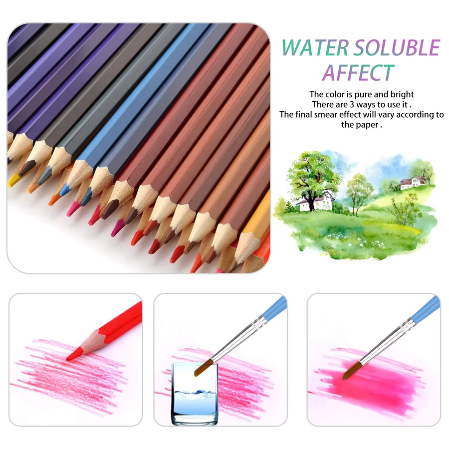 Professionelles Aquarellstifte Set mit 48 Farben für Erwachsene und Jugendliche, hochwertige Buntstifte aus Holz für künstlerisches Malen und Mischen, Mehrfarbig - Bild 5