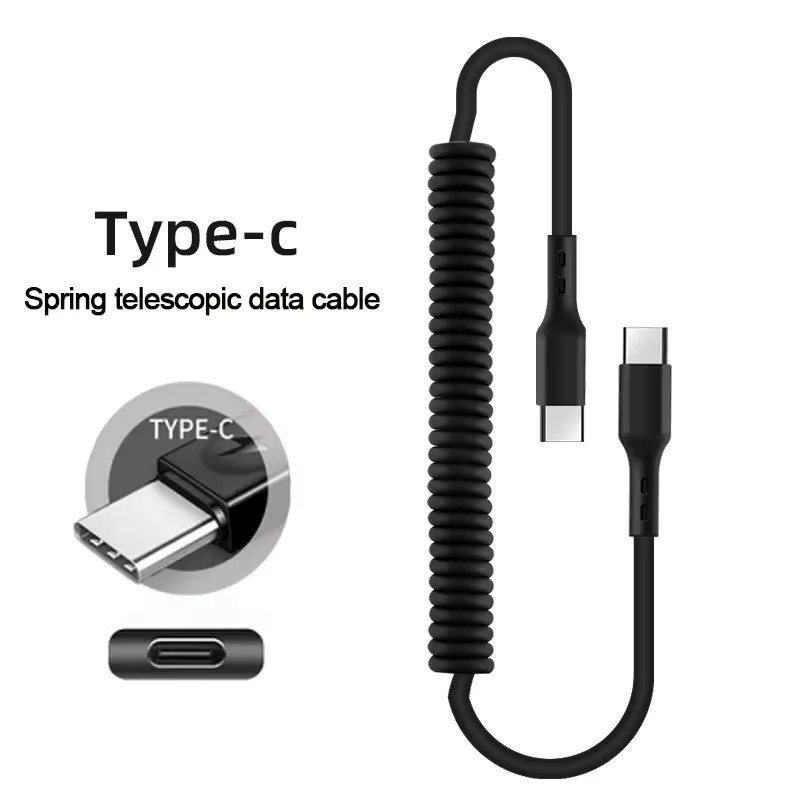 NNBILI USB-A auf USB-C Schnellladekabel 66W 5A Feder-Teleskopkabel in Schwarz für Samsung Huawei Xiaomi Redmi OnePlus - Bild 6