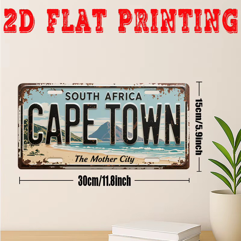 Vintage Metall-Blechschild CIFBUY Cape Town Mother City Wandkunst, Mehrfarbig, B: 30,0 cm, H: 15,0 cm - Bild 3
