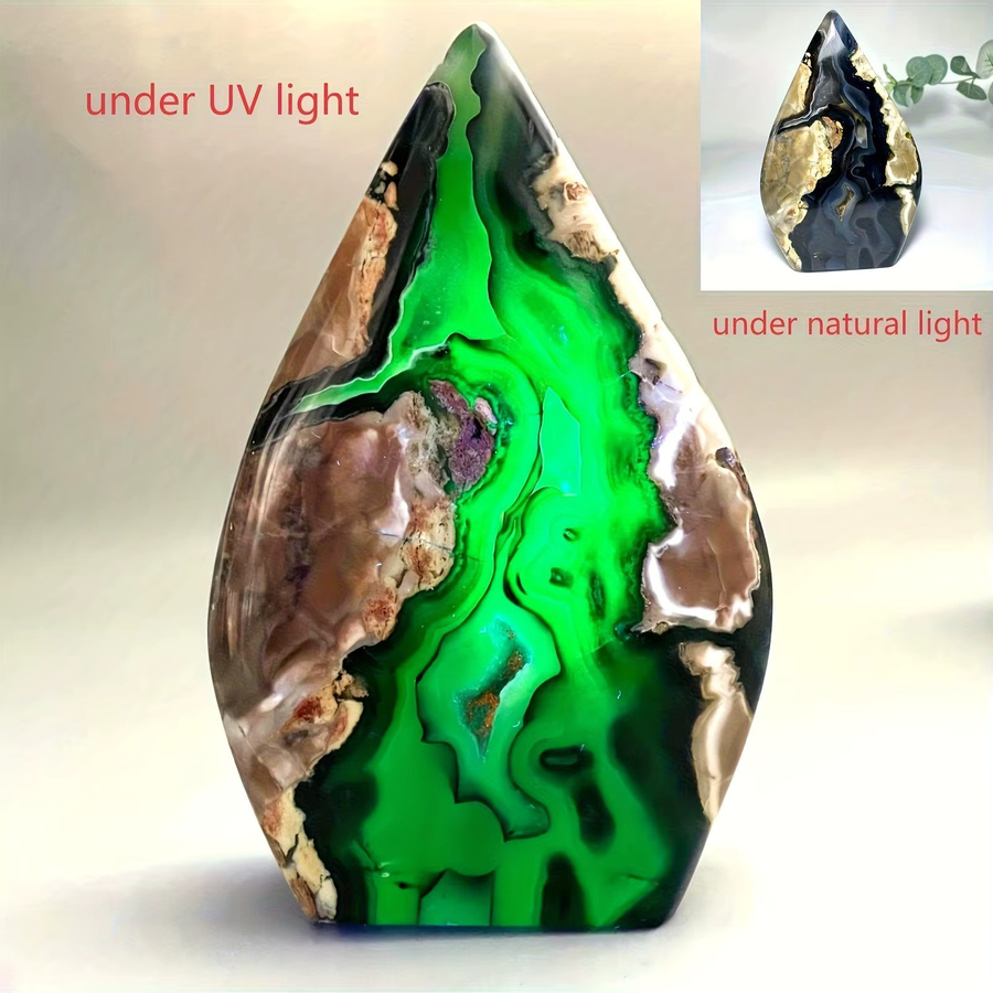 CrystalHola Natürlicher Fluoreszierender Achat in Wassertropfen-Form, UV-Reaktiv, Mehrfarbig, Polierter Deko-Stein - Bild 3