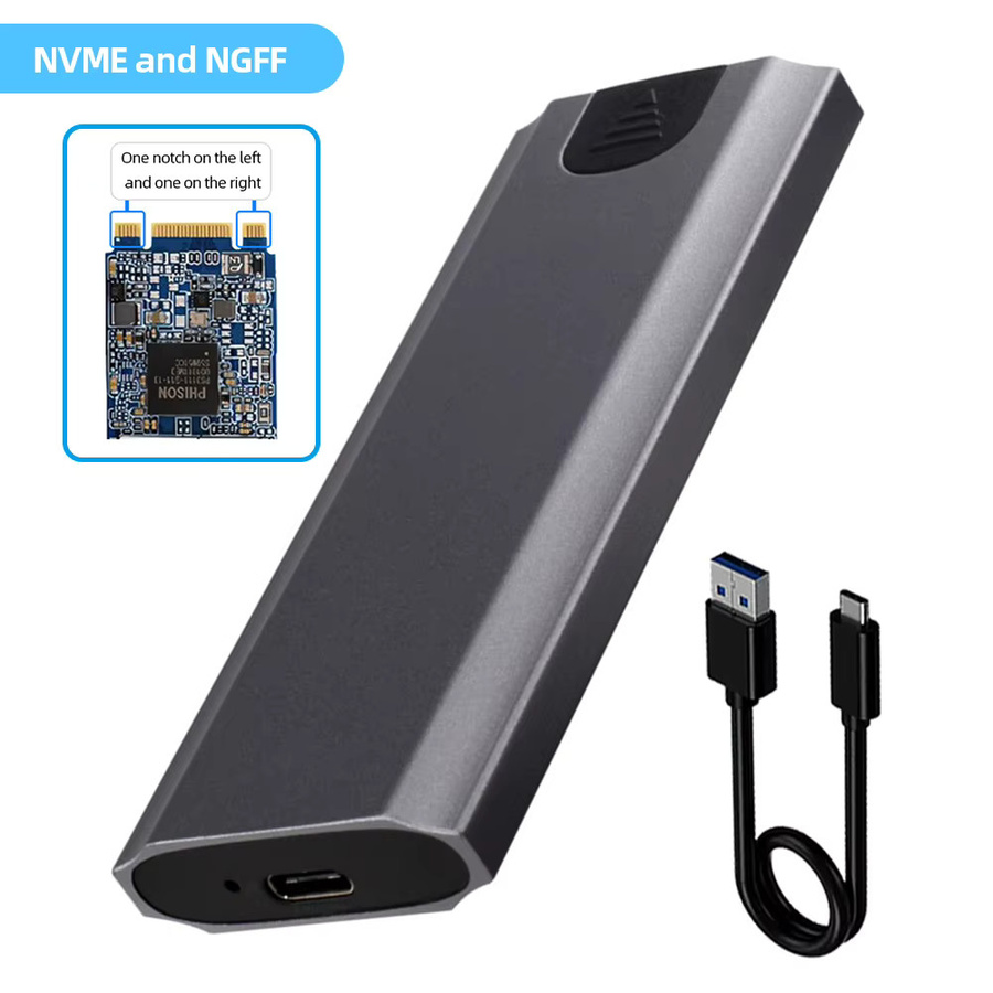 ALLOYSEED M.2 auf USB Typ C 3.1 Externer SSD-Adapter, 10 Gbit/s NVMe/NGFF Dual Protocol Gehäuse, Werkzeuglos für M/B/(B+M) Schlüssel - Bild 6