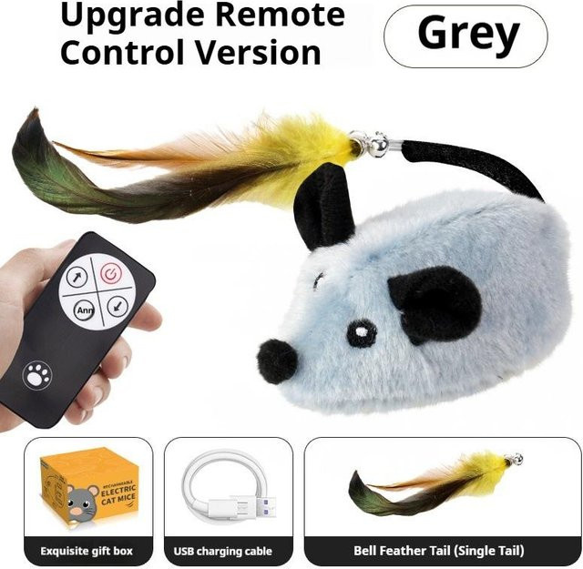 Yiran toy Automatisch Erkennende Bewegliche Maus, Interaktives Katzenspielzeug, Elektronisches Fernbedienungs Quietsch-Katzenspielzeug, USB Wiederaufladbares Plüschtier - Bild 1