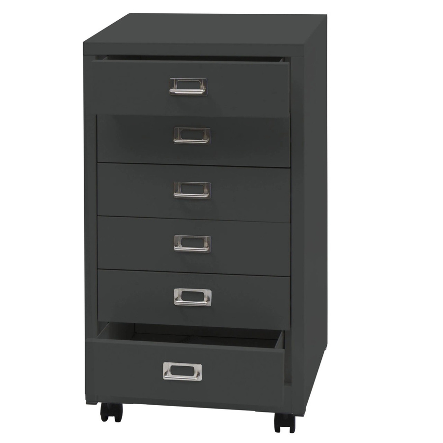 PROREGAL Rollcontainer aus Stahl mit 6 Schubladen in Anthrazit Grau, B/T/H: 75 x 40 x 41 cm - Bild 2
