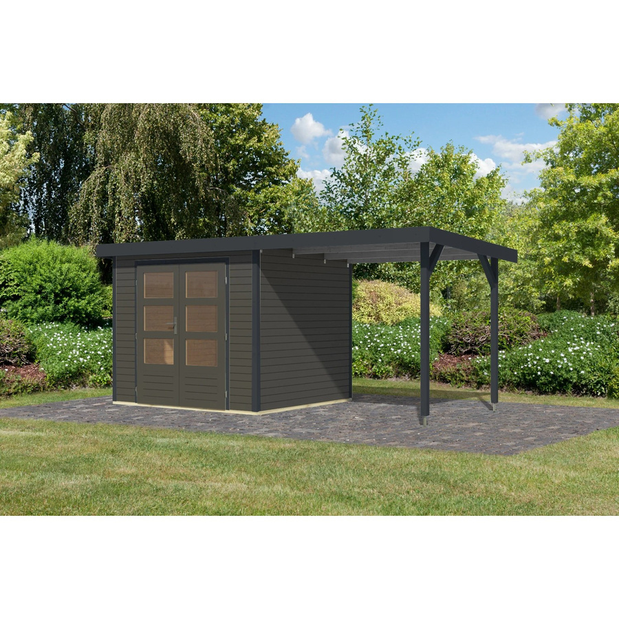 Karibu Gartenhaus Ernesto 3 B mit Anbaudach in Terragrau/Anthrazit, B/T/H: 209 x 238 x 213 cm - Bild 2