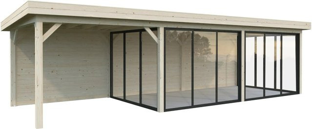 Palmako Pavillon Lenna Set 418 Slide in Braun mit ESG Glas und Alu-Schiebetüren, B/H/T: 876 x 245 x 300 cm - Bild 1