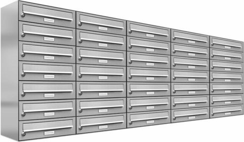 AL Briefkasten-System für 35 Parteien, Aufputzmontage, silberfarben, B/H/T: 191,5 x 80,5 x 27,5 cm - Bild 1