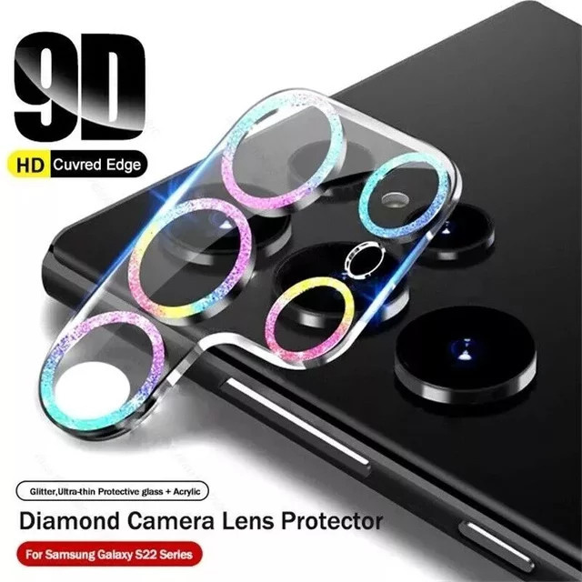 Bling Glitzer Kameraobjektivschutz aus gehärtetem Glas für Samsung Galaxy S25 Ultra S24 S23 S22 Plus in Multicolour - Bild 1