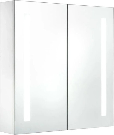 vidaXL LED-Spiegelschrank für das Badezimmer in Weiß und Silber mit integrierter Beleuchtung und Glasfront, B/T/H: 60 x 14 x 62 cm