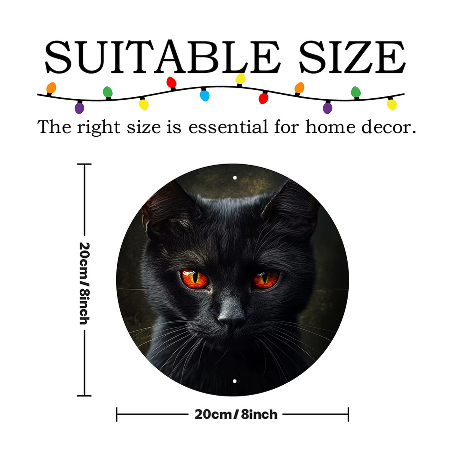 Potdemiel Vintage Rundes Aluminiumschild Schwarze Katze, Durchmesser: 20,32 cm - Bild 3