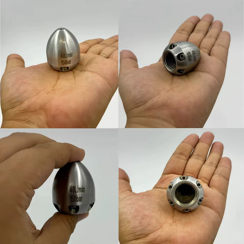 DUTRIEUX Kanalreinigungsdüse aus Edelstahl in Silber für Hochdruckreinigungsmaschinen mit 40L/min und 1/2 Zoll Anschluss - Bild 2