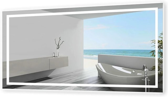 Aica Sanitär Badspiegel mit LED Beleuchtung, dimmbar, drei Lichtfarben (Neutral-Warm-Kaltweiß), B/H: 140 x 80 cm - Bild 1