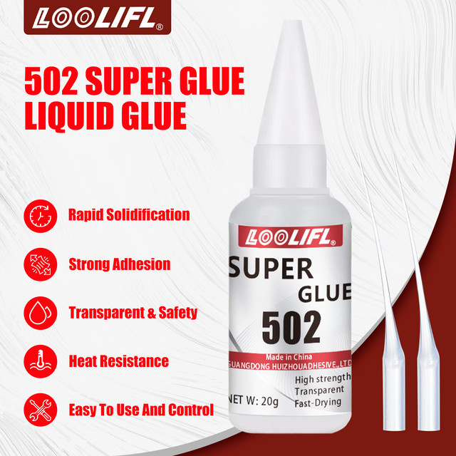 LOOLIFL 502 Superkleber Cyanacrylat, schnell trocknender Sofortkleber für Leder, Gummi, Holz, Metall, Glas, Keramik und Kunststoff, 20 g - Bild 1