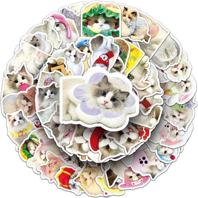 Charile Ragdoll Katze Cartoon Aufkleber, wasserdicht, 10-teiliges Set - Bild 1