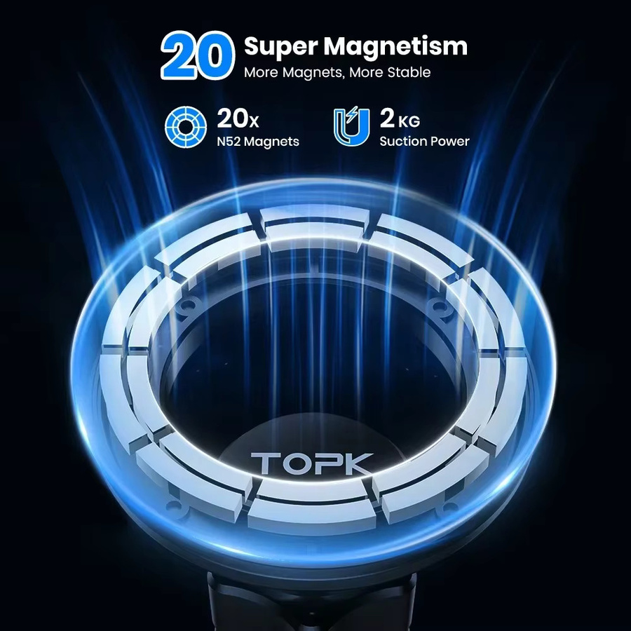 TOPK Magnetische Auto-Handyhalterung in Schwarz mit 20 Magneten und 360 Grad Drehung für die Lüftung, kompatibel mit iPhone 15 14 13 12 Pro Max - Bild 4
