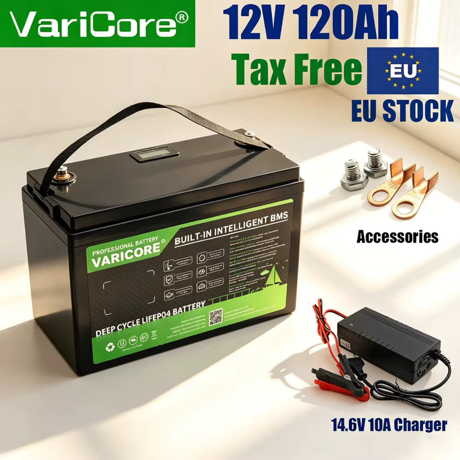 VariCore 12V 120Ah LiFePO4 Akku-Pack, 12,8V Lithium-Batterie in Schwarz für Wohnmobile, Golfcarts und Solar- sowie Windanlagen - Bild 8
