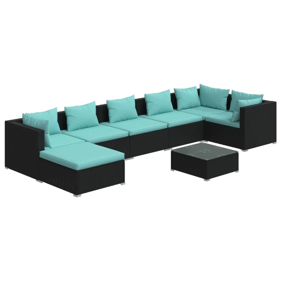 vidaXL 8-teiliges Garten-Lounge-Set aus Poly Rattan mit Kissen in Schwarz - Bild 2