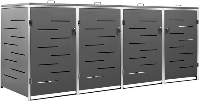 DELUKE Mülltonnenbox JAGU Mülltonnenverkleidung für 4 Tonnen (240L) aus Edelstahl in Anthrazit, B/T/H: 115,5 x 77,5 x 276,5 cm - Bild 1