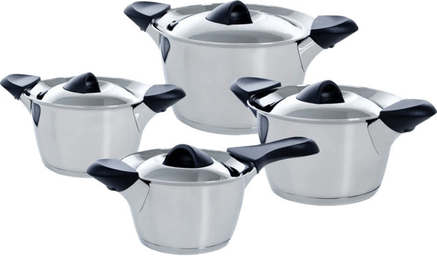 BK Q-Linair Classic 4-teiliges Topfset aus Edelstahl in Silber mit Deckeln - Bild 1