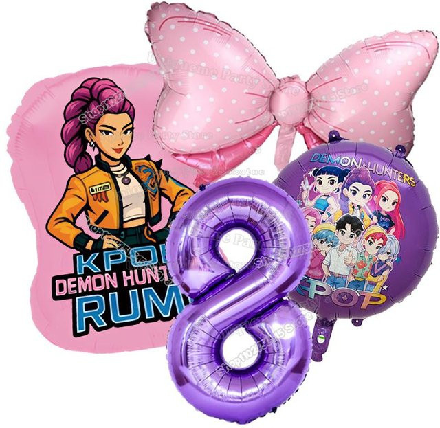 Yiran toy 1 Kpop Dämonenjäger Geburtstag Ballons Set mit Zahlen- und Motivballons für Mädchen Partydekoration - Bild 1