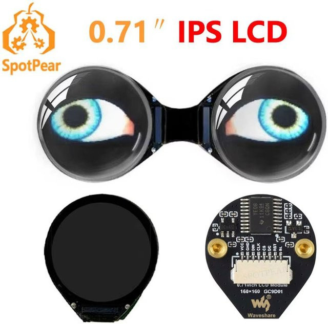 Spotpear Rundes 0,71 Zoll LCD-Display mit doppeltem EYE-Modul in Schwarz für Arduino Raspberry Pi ESP32 Pico STM32 - Bild 1