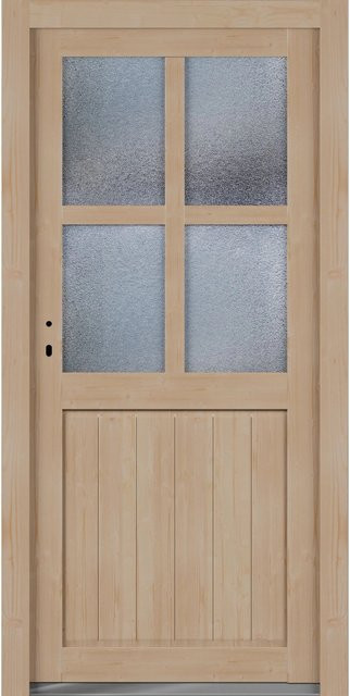 Roro Nebeneingangstür OHE 1007 Fichte mit Glaseinsatz, Farbe Braun/Beige, B: 98 cm, H: 198 cm, DIN L - Bild 1