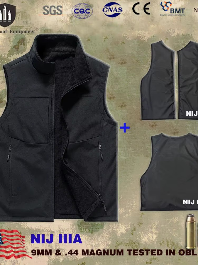 Dingtop Safety NIJ IIIA Soft Armor Weste in Schwarz mit Fleece-Futter für taktische Selbstverteidigung - Bild 5