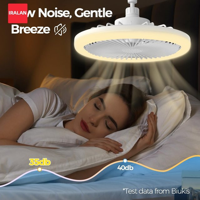 IRALAN Deckenventilatorlampe in Weiß mit Fernbedienung und dimmbarer LED-Beleuchtung, modernes rundes Design - Bild 1