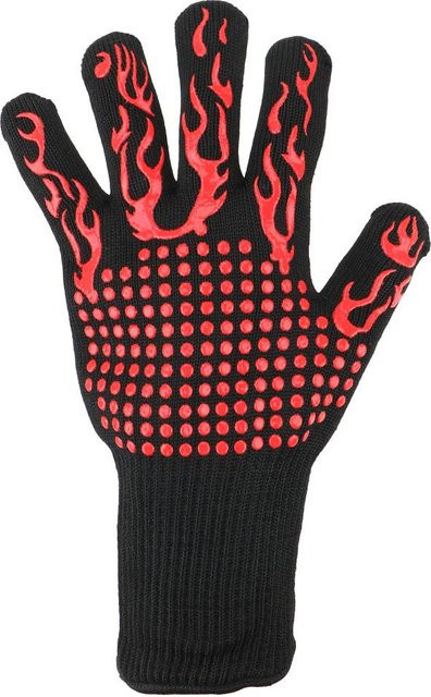Mango Event Ofenhandschuhe rot und schwarz, feuerfeste und rutschfeste Grillhandschuhe mit hoher Hitzebeständigkeit bis 500 °C - Bild 1