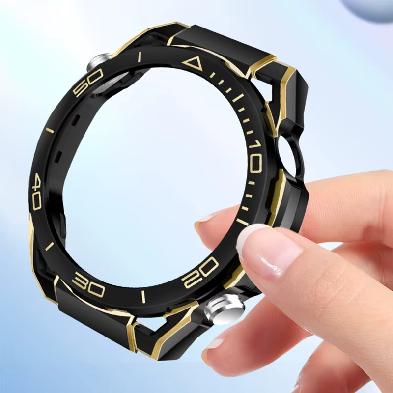 CAOWTAN Hülle für Huawei Watch GT 6 46 mm, Displayschutzfolie, TPU, Schwarz Weiß - Bild 4