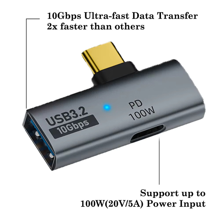 BSN USB Typ-C OTG 2-in-1-Adapter mit 100W PD-Schnellladefunktion in Grau, kompatibel mit Steam Deck, Nintendo Switch, Chromecast, Google TV, MacBook und PC - Bild 2