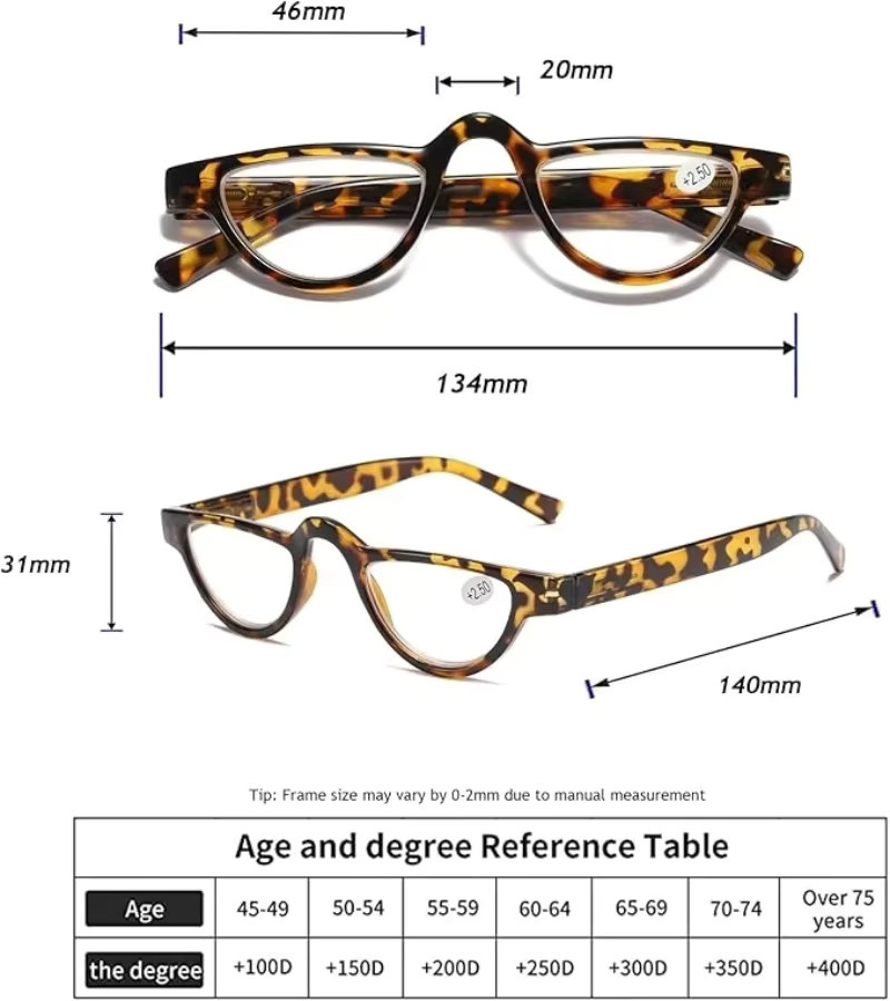GOT-TOG Lesebrille, Halbrahmen, Katzenaugen, Unisex, braun - Bild 2