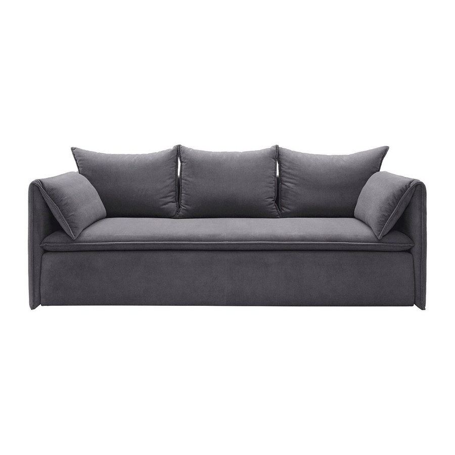 Vente-unique Schlafsofa Teodora in Blau mit Cord-Bezug, Breite: 218 cm - Bild 2