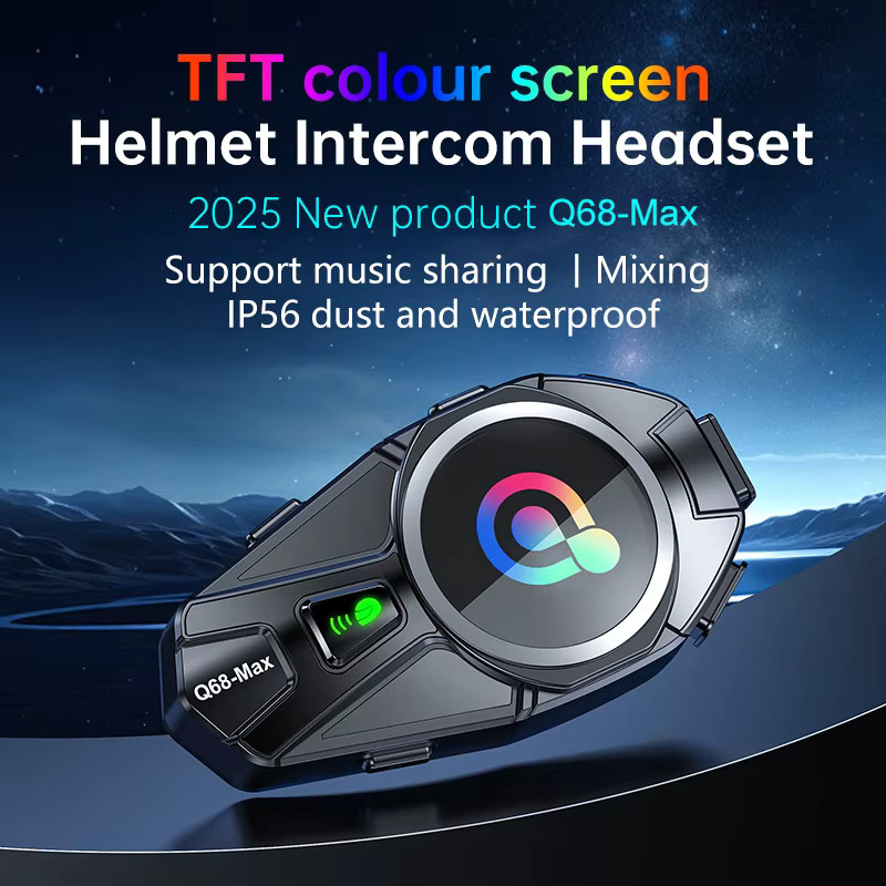 XINOWY Q68-Max Motorradhelm Bluetooth-Headset mit Gegensprechanlage für 2 Fahrer, Musikfreigabe, IP56 wasserdicht und Rauschunterdrückung, Farbe: Schwarz - Bild 2