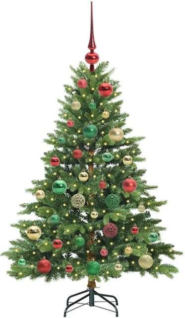 vidaXL Künstlicher Weihnachtsbaum mit 150 warmweißen LEDs, Grün, Höhe: 120 cm, aus PE und PVC - Bild 1