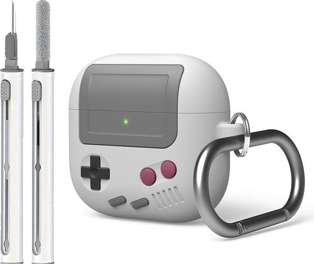 Stoßfeste Schutzhülle im Spielkonsolen-Design für Apple AirPods 4 und AirPods Pro 2 inklusive Reinigungsset in Grau oder Weiß - Bild 1