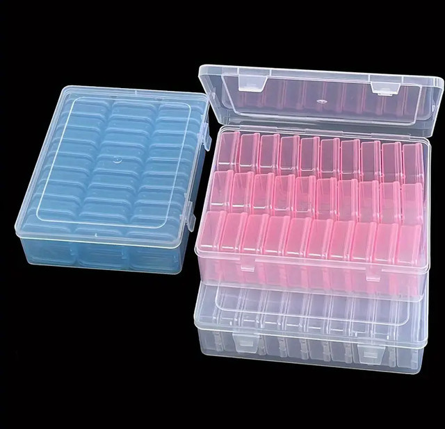 30 Stück Perlen-Organizer-Boxen aus transparentem Kunststoff mit Klappdeckel für Schmuck und Bastelarbeiten, B/T/H: 22,5 x 6,0 x 30,0 cm - Bild 1